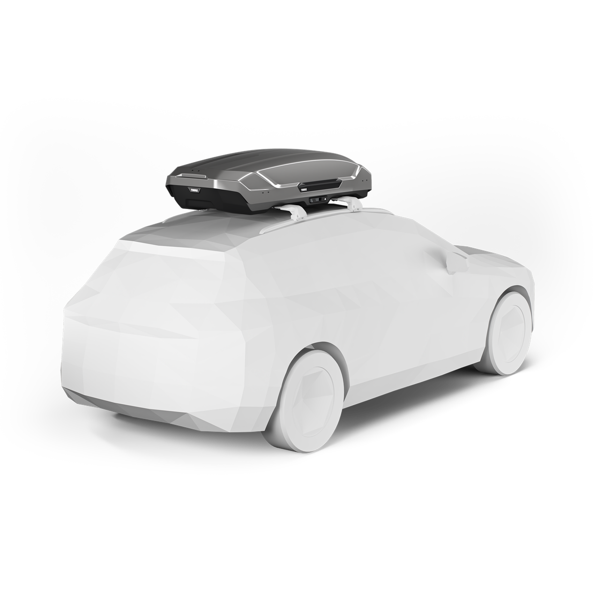 Błyszcząca tytanowa struktura boxa dachowego Thule Motion 3 L